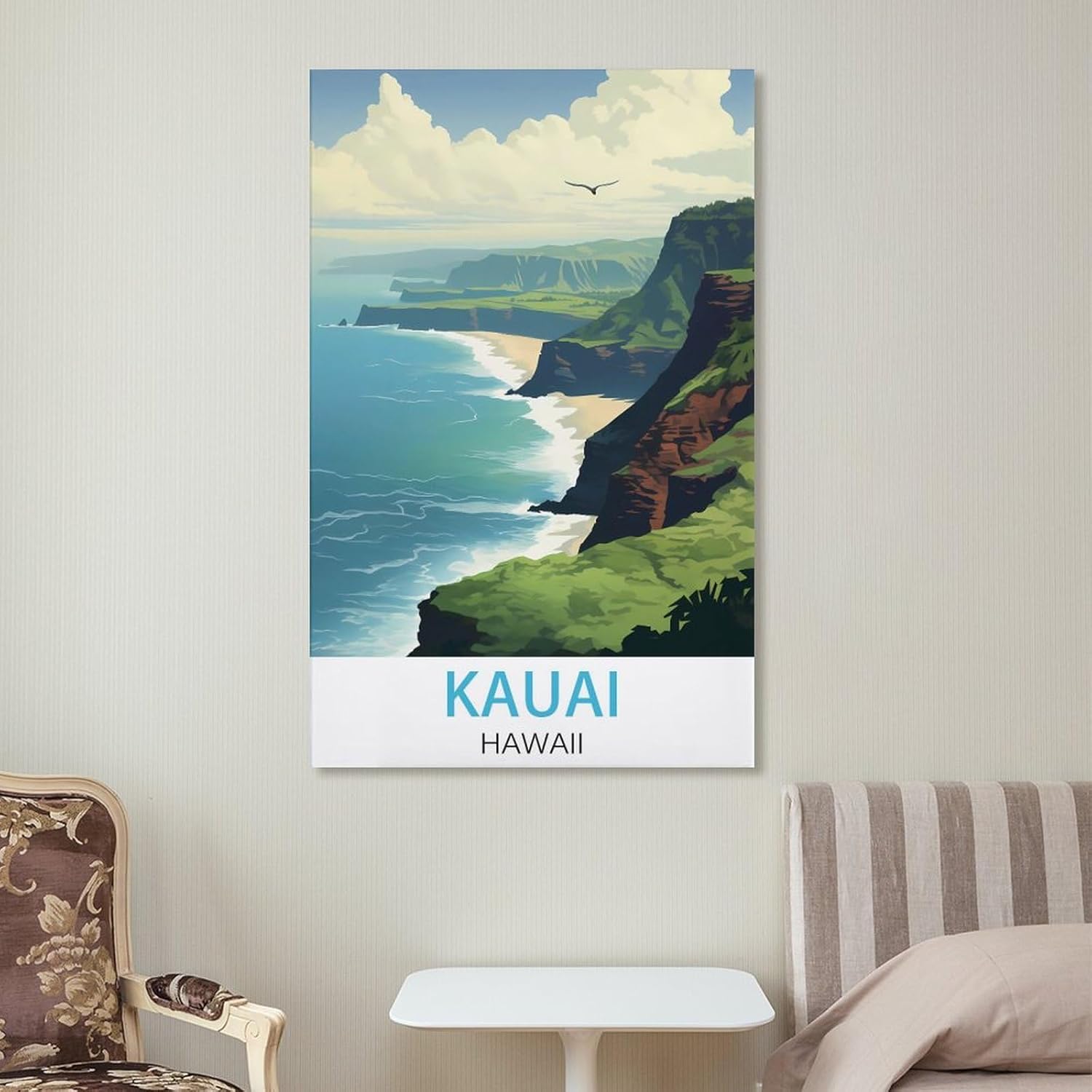 Kauai Hawaii – Pósteres de viaje vintage costeros de 08 x 12 pulgadas (7.9 x 11.8 in) para pared, pintura en lienzo para sala de estar, decoración