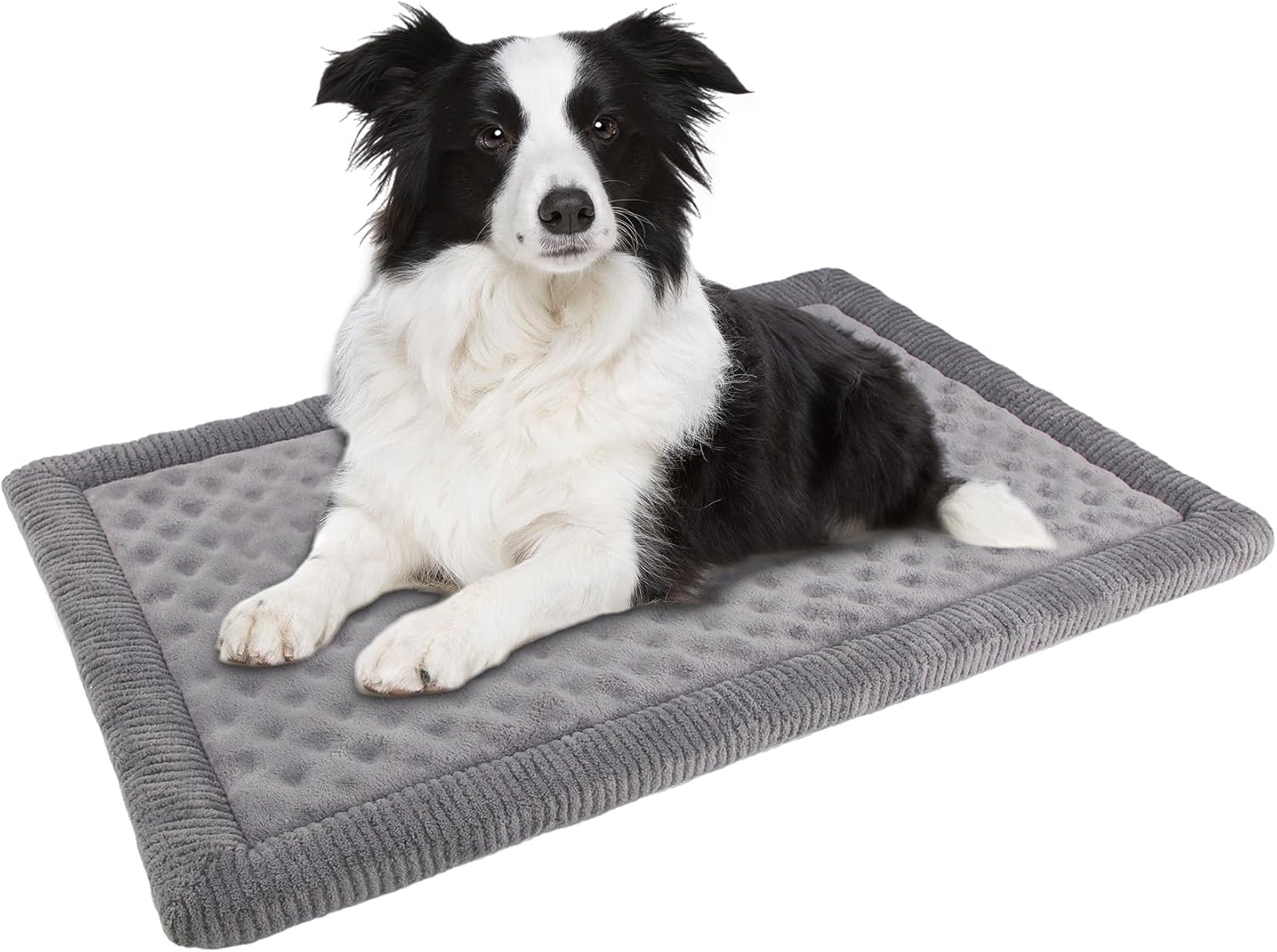 PAGGED Almohadilla grande para jaula para perros de 36 pulgadas, de espuma viscoelástica, color gris, de franela suave, lavable, antideslizante,