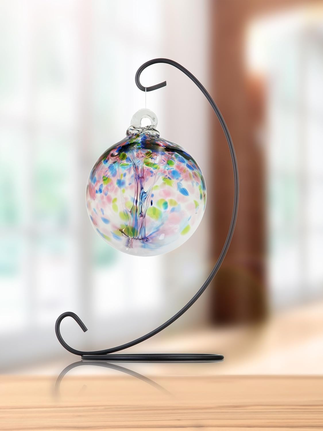 Dale Tiffany Vidrio soplado a mano, esperanza de 3 pulgadas de diámetro, colección Árbol de la vida, globo de bruja colgante para jardín