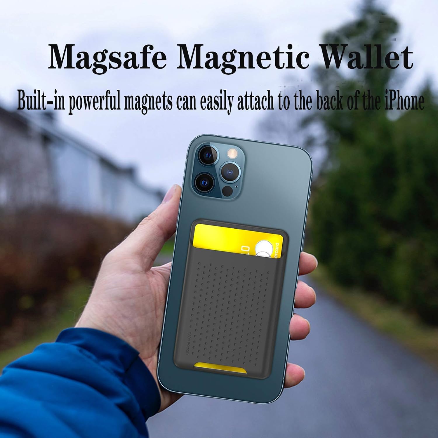 Tarjetero para la parte posterior del teléfono para MagSafe cartera magnética de silicona compatible con iPhone1514131212 Pro12 Mini 12 Pro Max