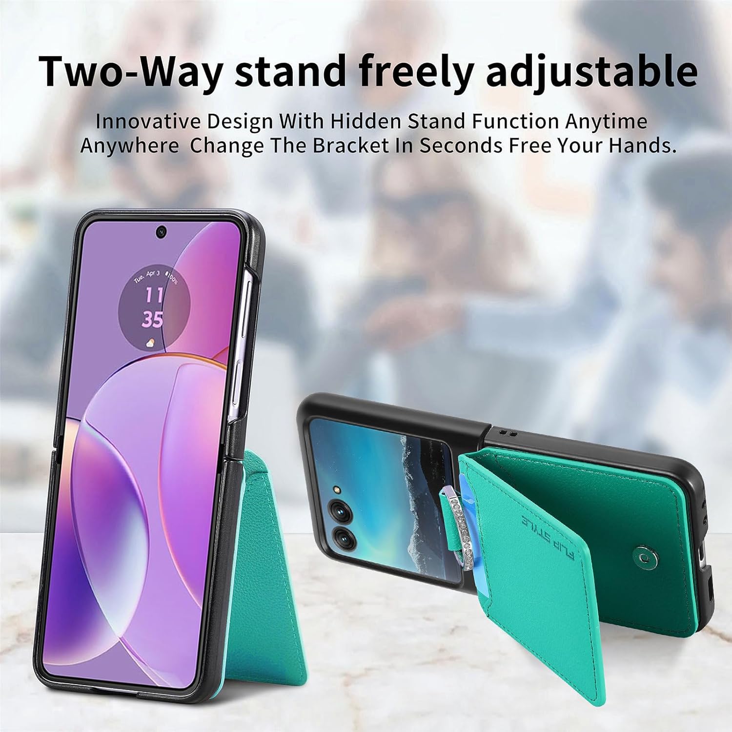Asuwish Funda compatible con Motorola Razr Plus 2023 Razr+ y soporte para ranura para tarjeta de crédito, soporte de anillo delgado, accesorios de
