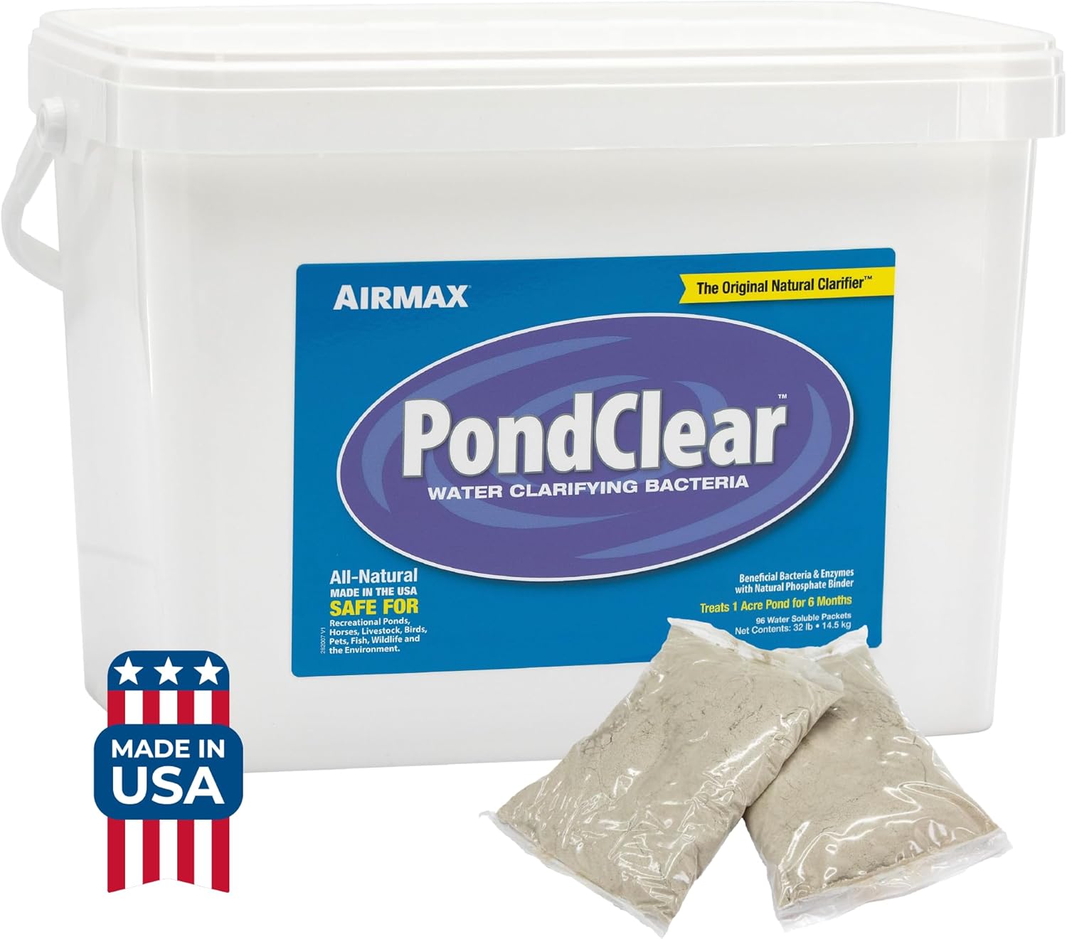 Airmax PondClear Packets, tratamiento clarificador de bacterias beneficiosas y enzimas con Ecoboost PRx, Clear & Clean Pond & Lake Water, seguro