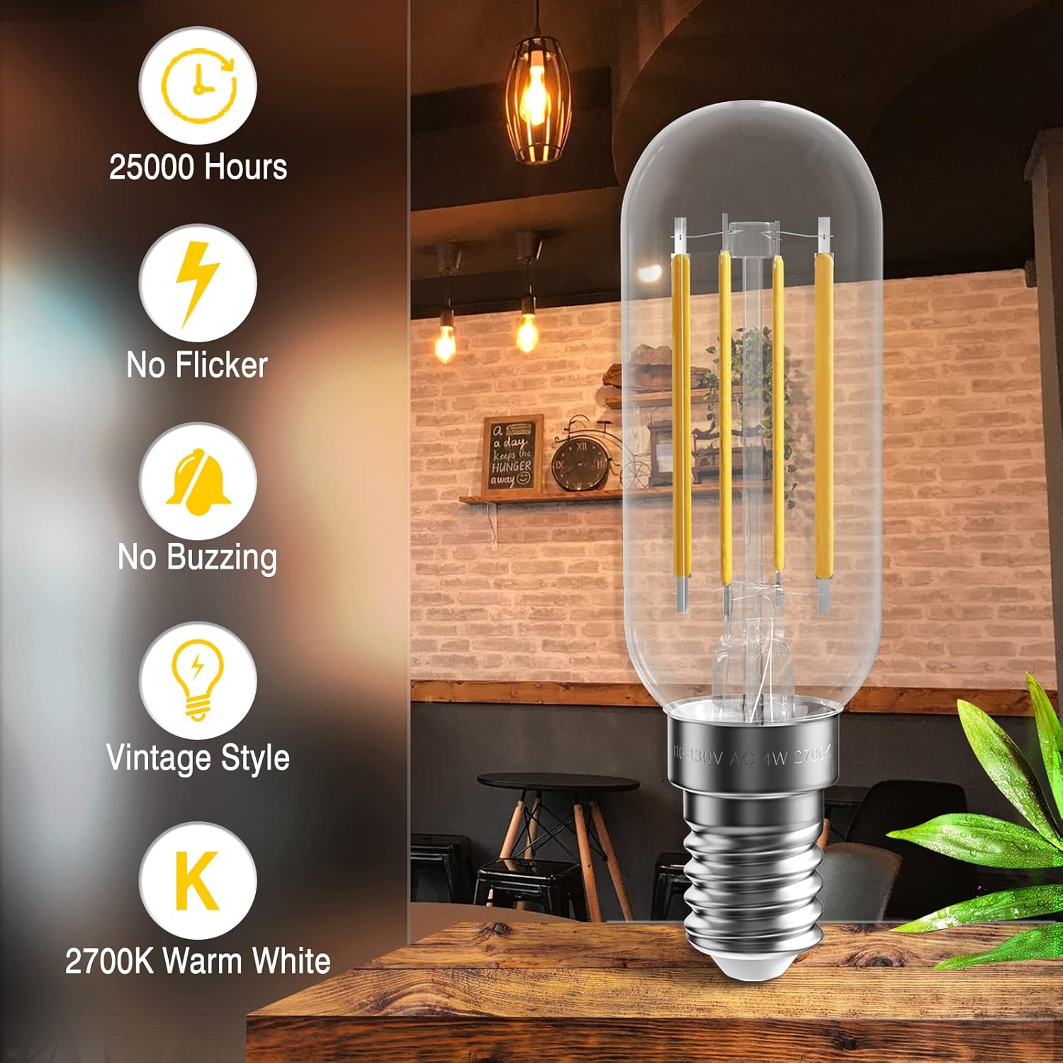 SHINESTAR Paquete de 8 bombillas LED E12, equivalente a 40 W, blanco suave de 2700 K, base de candelabro, bombillas Edison T6, regulables
