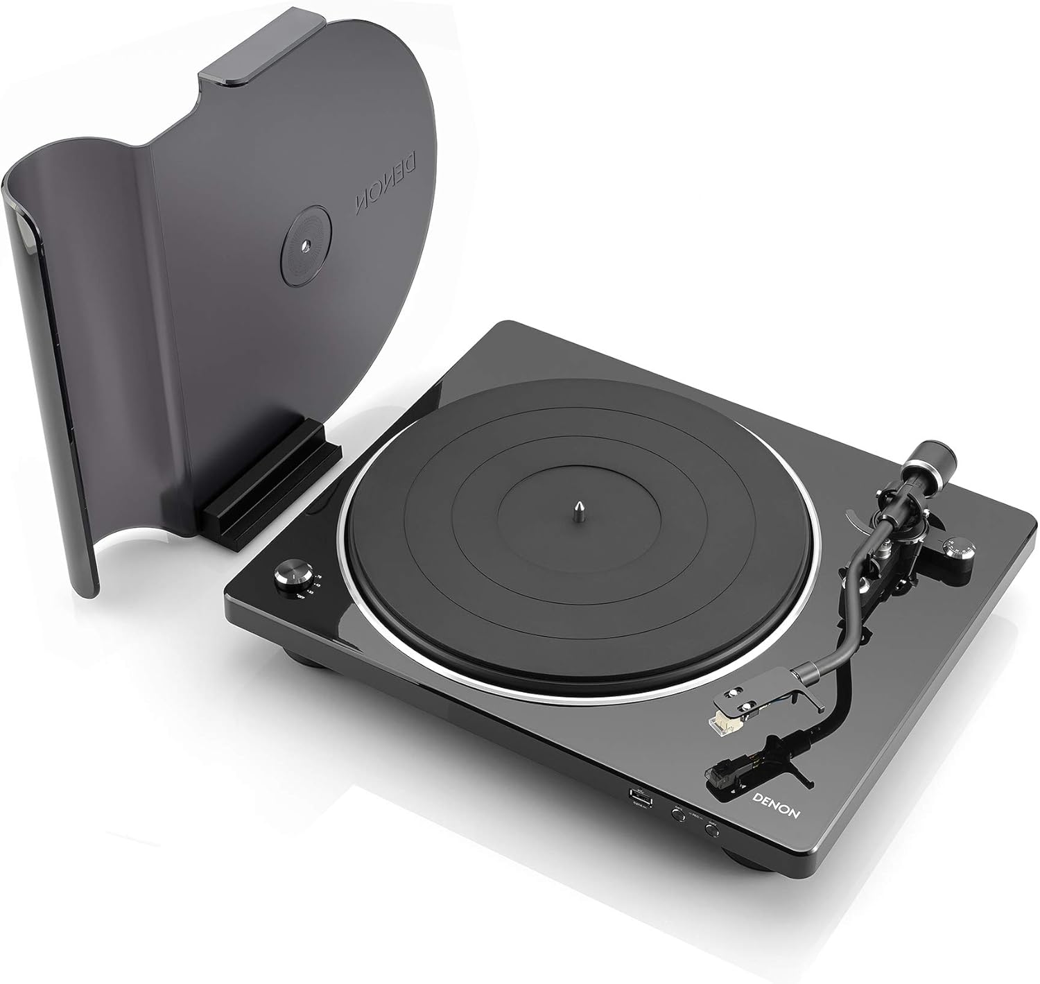 Denon Tocadiscos analógicos semiautomáticos DP-450USB  Salida USB para grabación, negro y reproductor de CD compacto DCD-600NE en un diseño