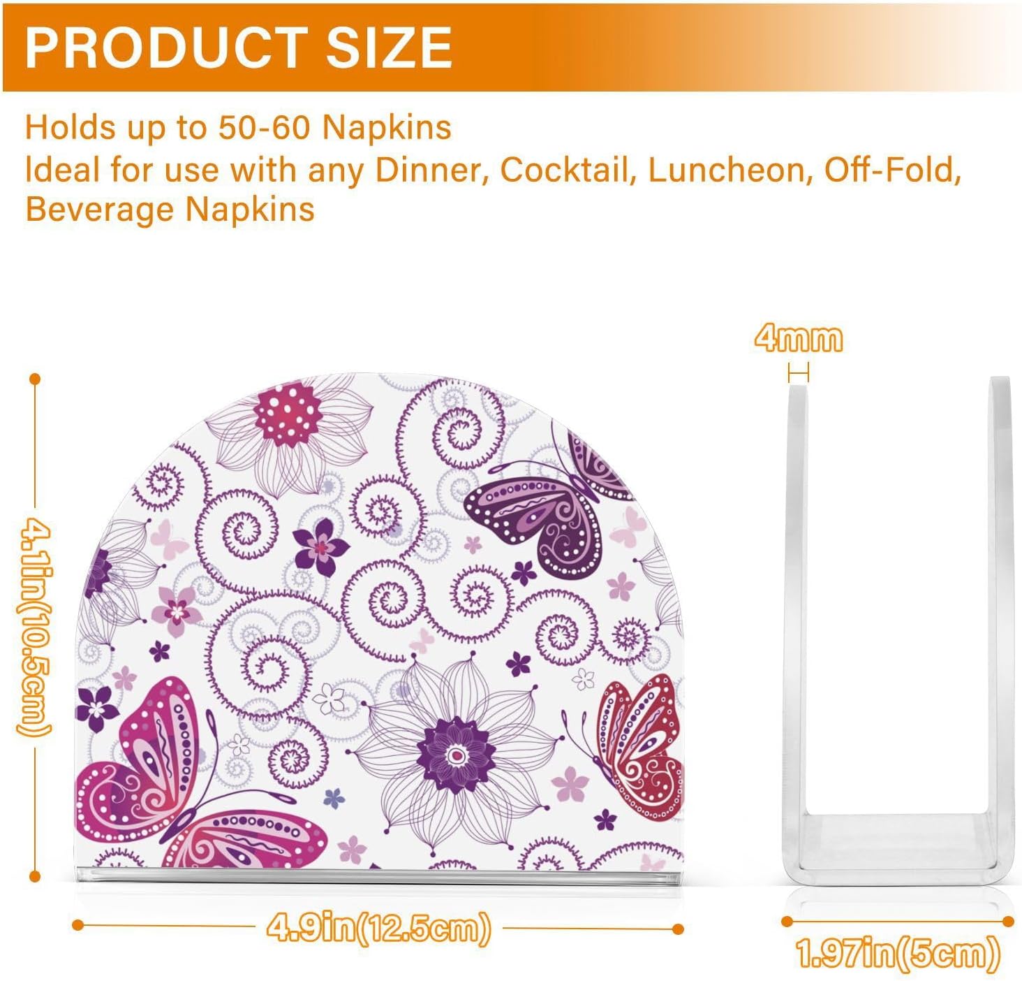 Napkin Holder Pink Butterfly Napkin Holders for Tables, Clear Acrylic Napkin Holders Cocktail Napkin Holder for Kitchen Restaurant Bar Home Decor