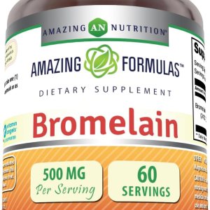 Amazing Formulas Bromelain 500mg 2400 GDU, 60 cápsulas vegetarianas  Sin OMG  Sin gluten  Fabricado en Estados Unidos  Ideal para vegetarianos Amazing Formulas Bromelain 500mg 2400 GDU, 60 cápsulas vegetarianas  Sin OMG  Sin gluten  Fabricado en Estados Unidos  Ideal para vegetarianos