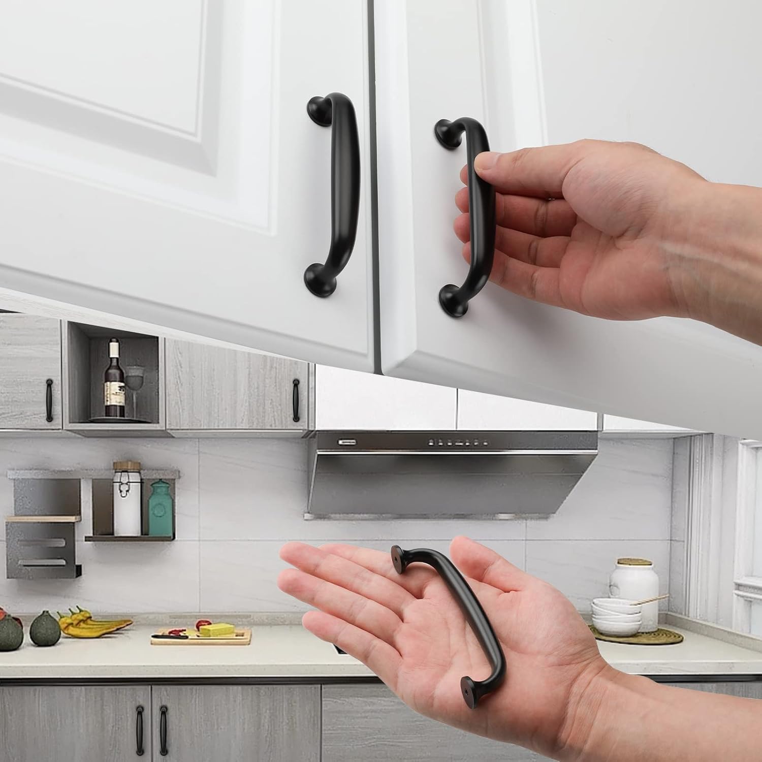 Peaha LS7818BK96 – Tiradores de aluminio para cajones de 3-34 pulgadas, paquete de 10 unidades, color negro, LS7818BK96, tiradores de gabinete de
