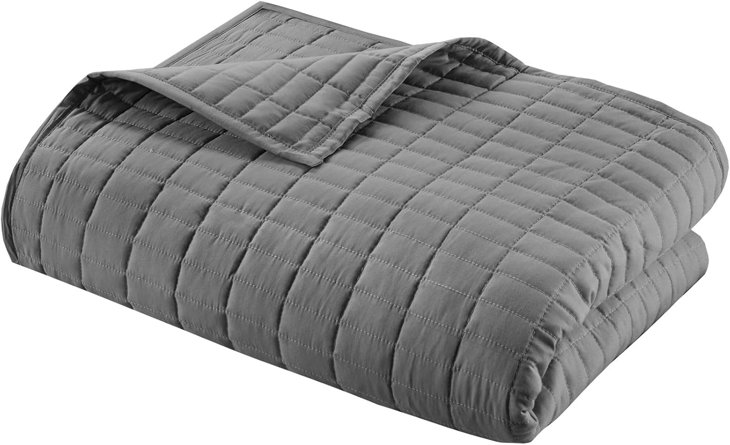 Comfort Spaces – Lujosa manta de verano con diseño de doble costura, ligera, suave, para todas las estaciones, con faldón, funda a juego, gris