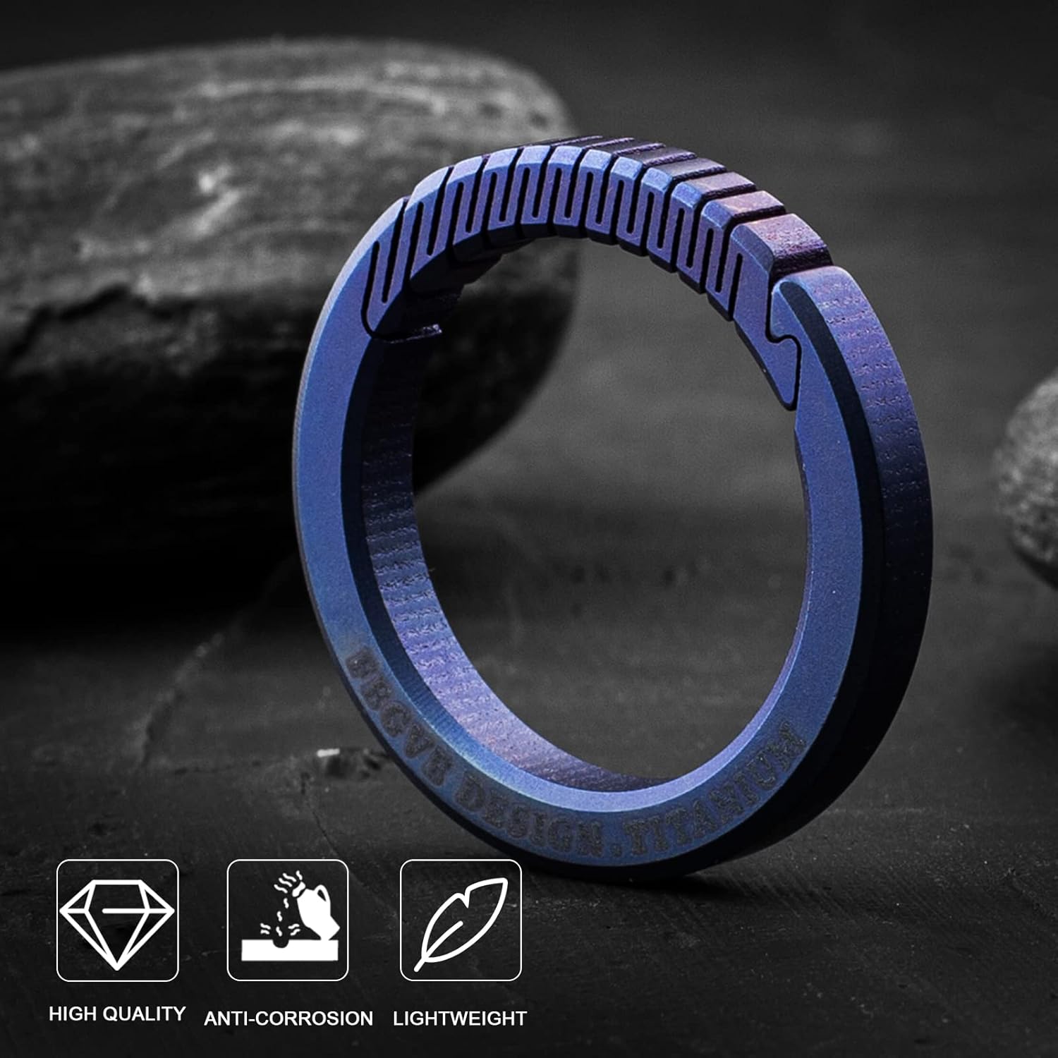 FEGVE Carabiner Keychain Clip with 2 Key Rings, Titanium Quick Release Keychain Small Carabiner Clip for Keys