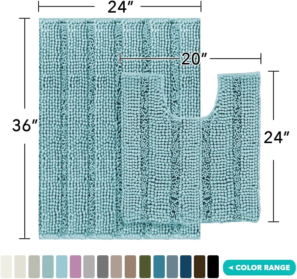Juego de alfombras de baño de felpilla, antideslizantes, súper absorbentes, peludas para bañera, regadera, inodoro, alfombra de baño de felpa suave