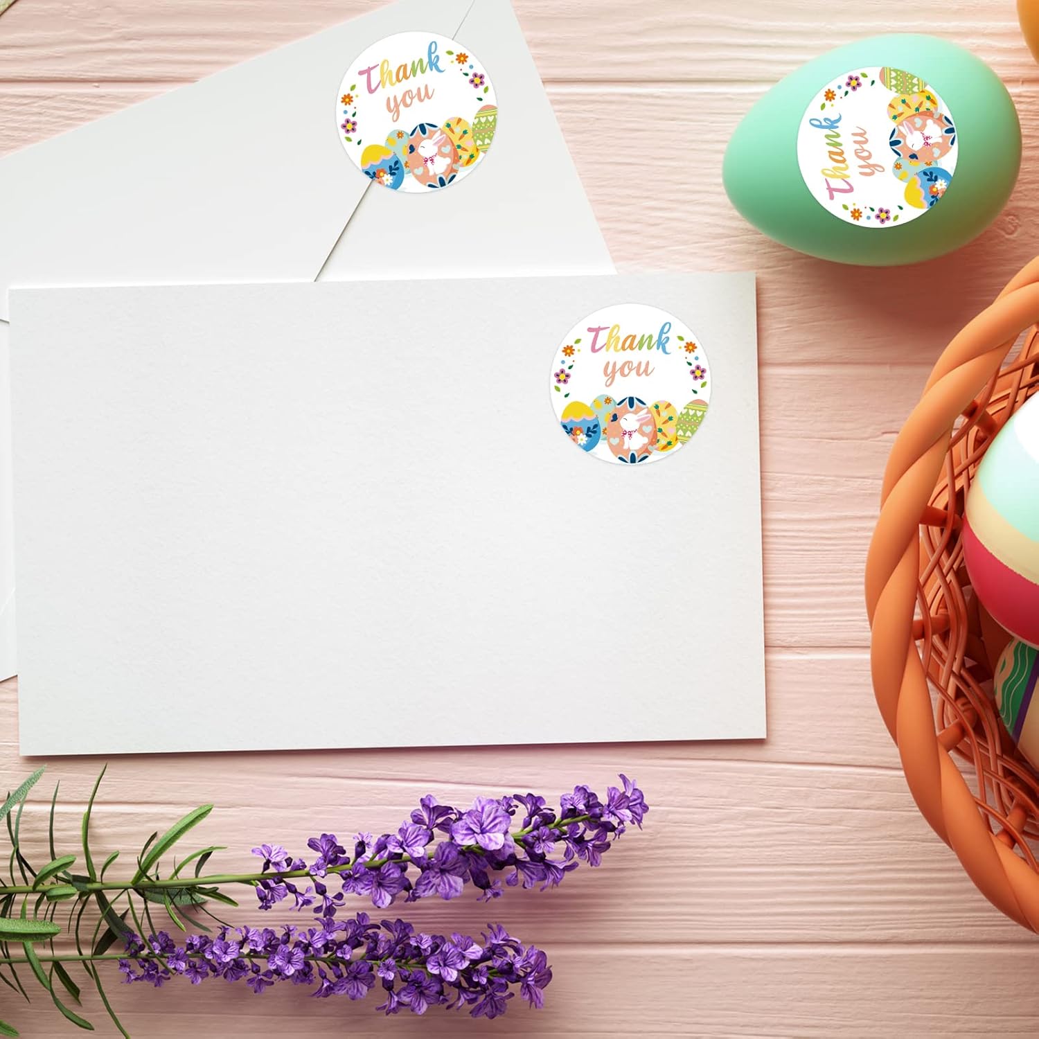 Rollos de calcomanías de agradecimiento de 1.5 pulgadas, 500 unidades de huevos de Pascua para pequeñas empresas, calcomanías redondas para bolsas
