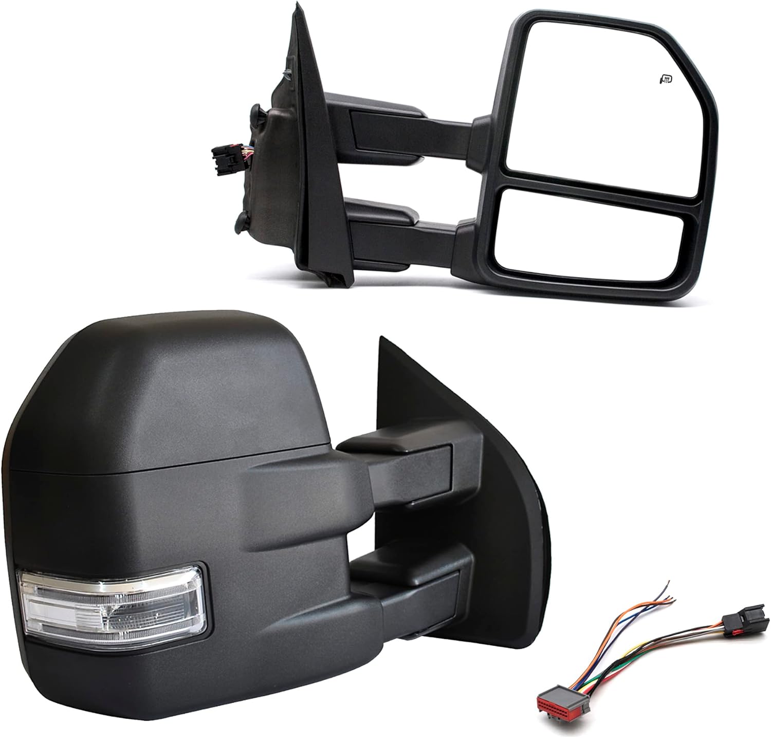 Espejos de remolque aptos para Ford F150 2020 2019 2018 2017 2016 2015 Pickup Truck LED Luz de señal de giro Sensor de temperatura con calefacción