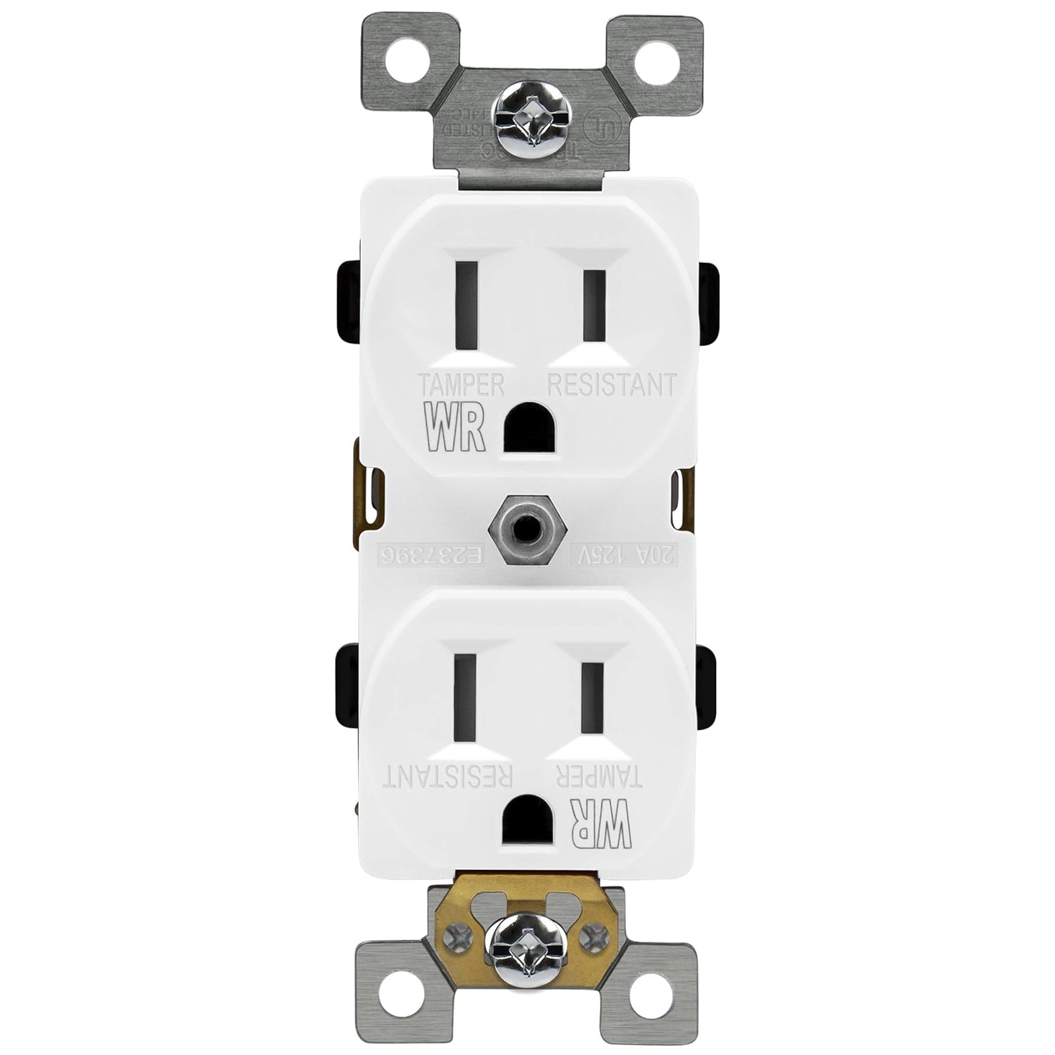 ENERLITES Receptáculo dúplex, resistente a manipulaciones a la intemperie, salida exterior de grado residencial, 15A 125V, autoconexión a tierra, 2