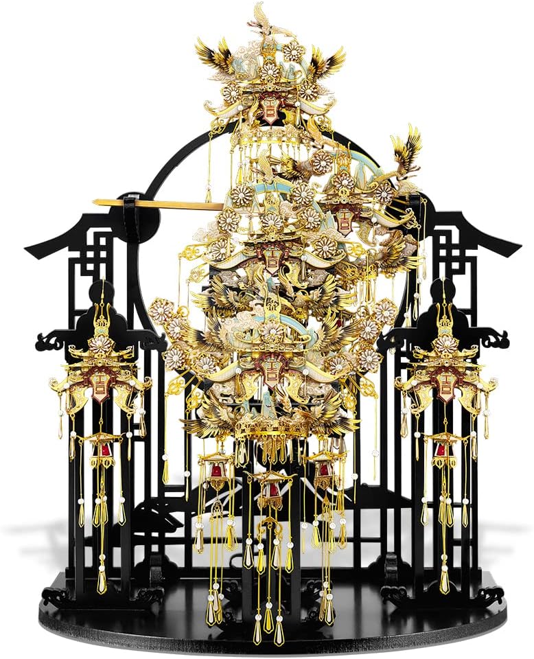 Piececool Soporte de madera negro para modelos de metal 3D, manualidades de bricolaje, conjunto de joyas chinas, kits de construcción de modelos,