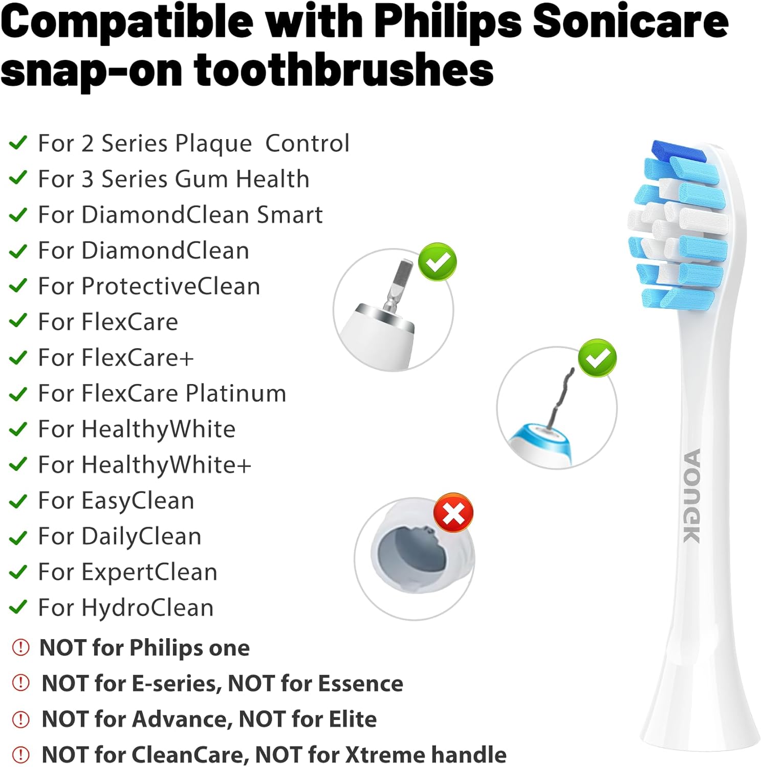 Cabezales de cepillo de dientes de repuesto compatibles con cepillos de dientes eléctricos recargables Philips Sonicare, cabezales de cepillo de