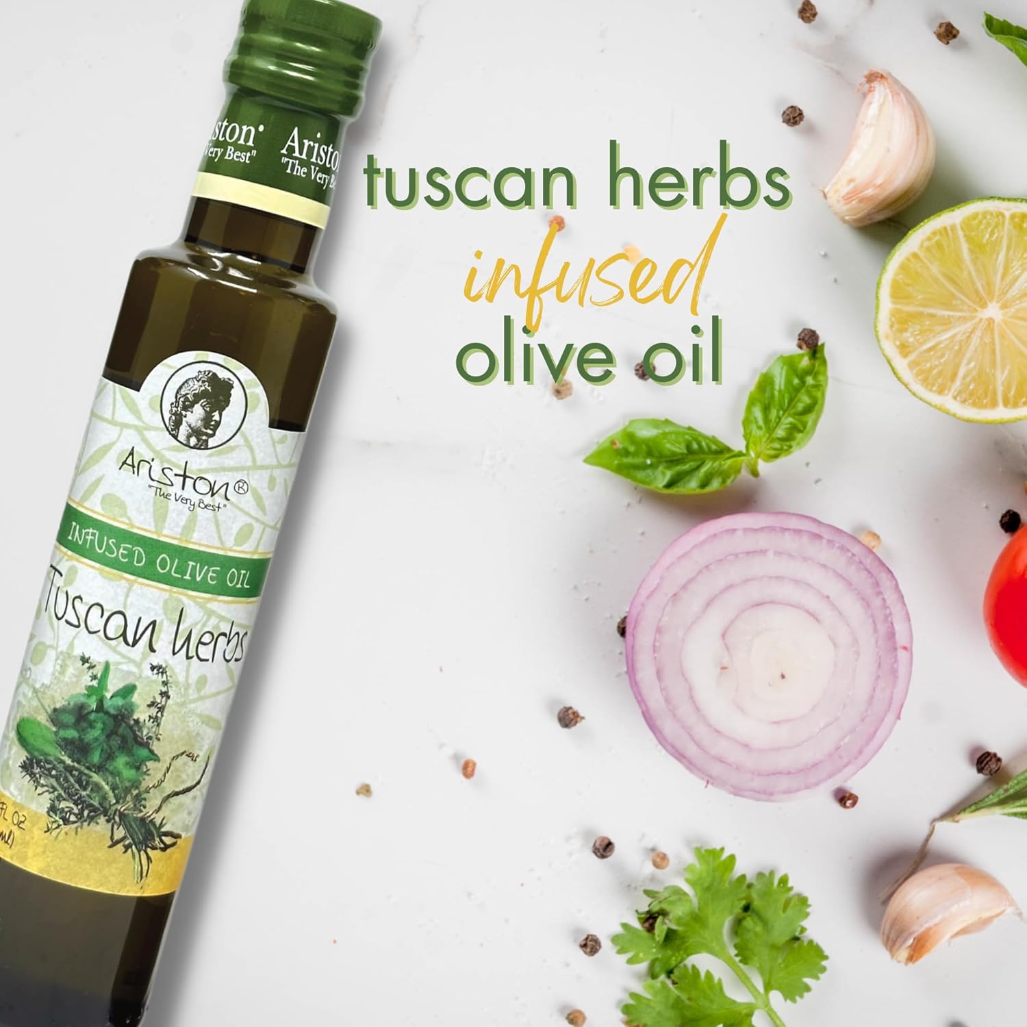 Ariston Specialties – Juego de aceite de oliva infundido con (1) aceite de oliva con infusión de ajo de 8.45 onzas, (1) aceite de oliva con sabor a