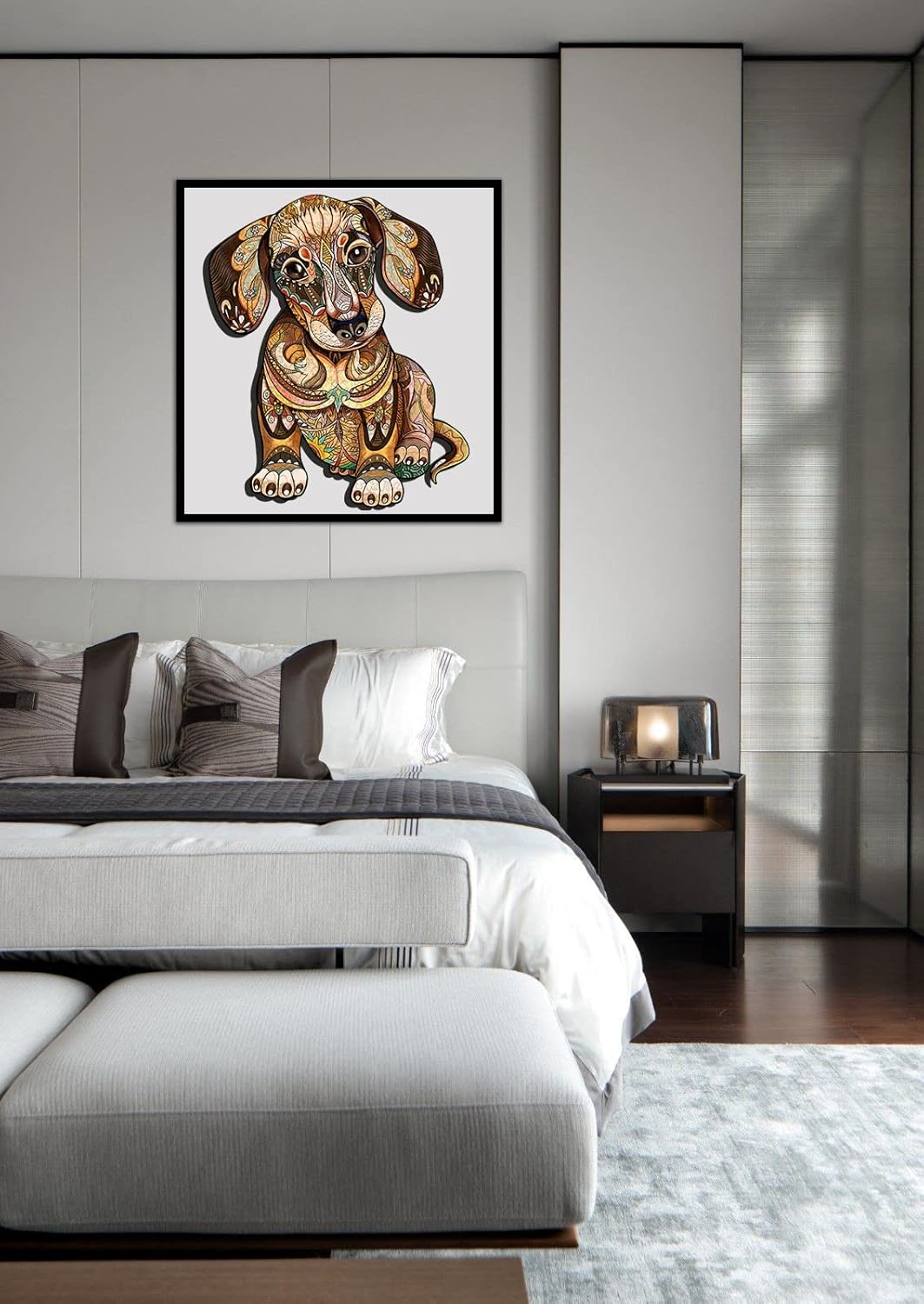 Funnli Rompecabezas de madera para adultos  300 piezas de perro salchicha  Rompecabezas de madera de 15.7 x 13.1 pulgadas con caja, colección de