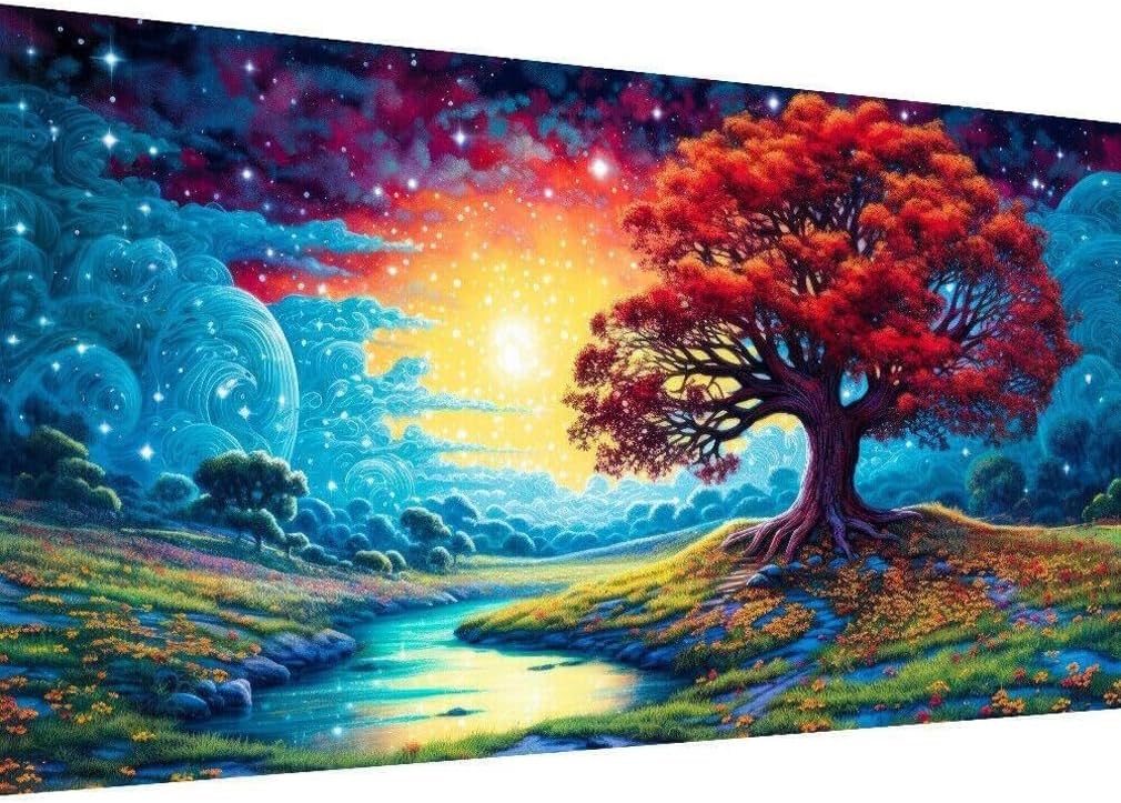 pchmcu Árbol de pintura de diamantes 5D, kit de pintura de diamantes grandes para adultos, arte de diamantes de imitación de cristal de diamantes de