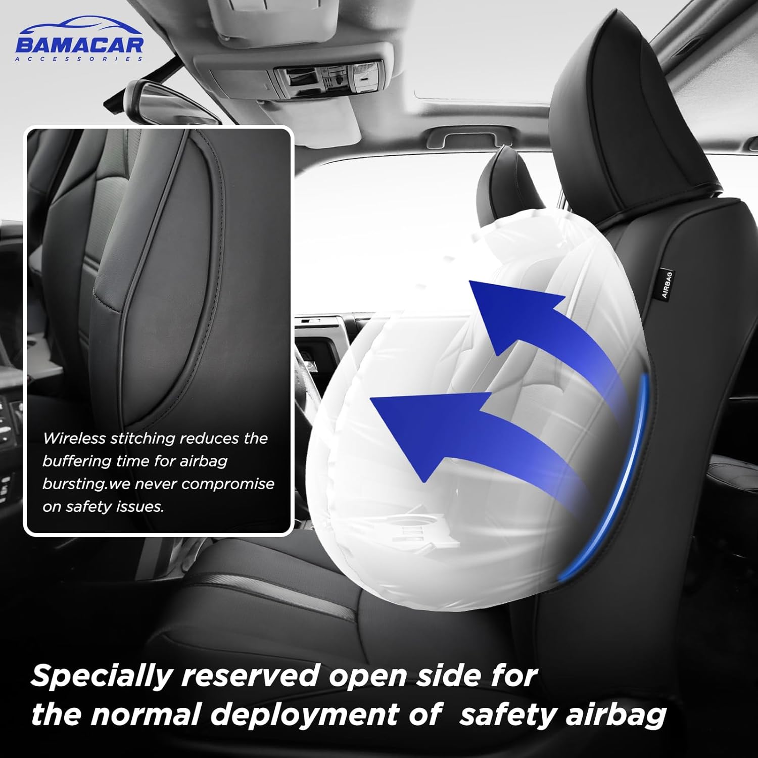 BAMACAR Fundas de asiento para Ford Bronco 2023 2022 2021 4 puertas con paneles Molle, fundas de asiento Bronco de cuero negro 2023 para fundas de