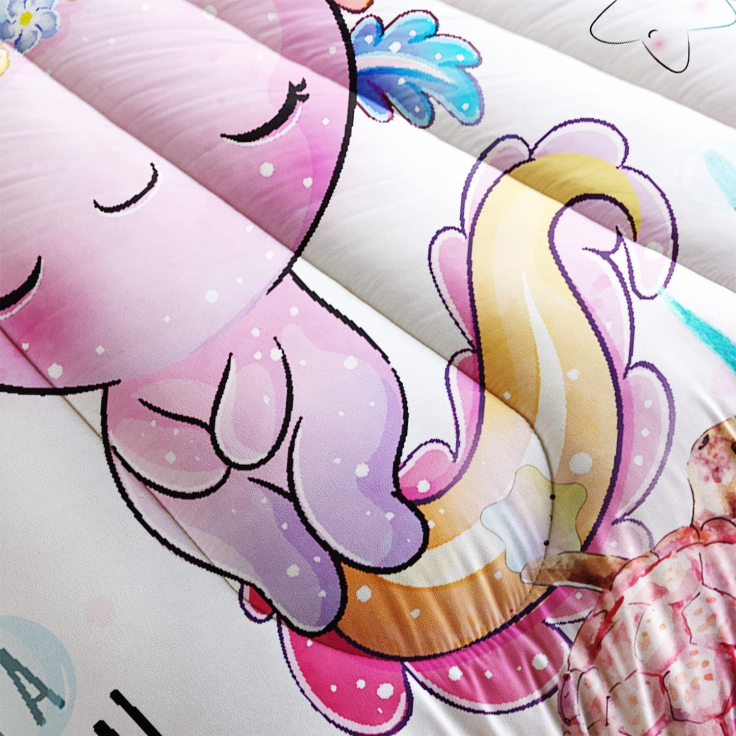 CVHOUSE Axolotl – Juego de edredón tamaño matrimonial, juego de ropa de cama de ajolote de dibujos animados para niños, lindo juego de edredón de