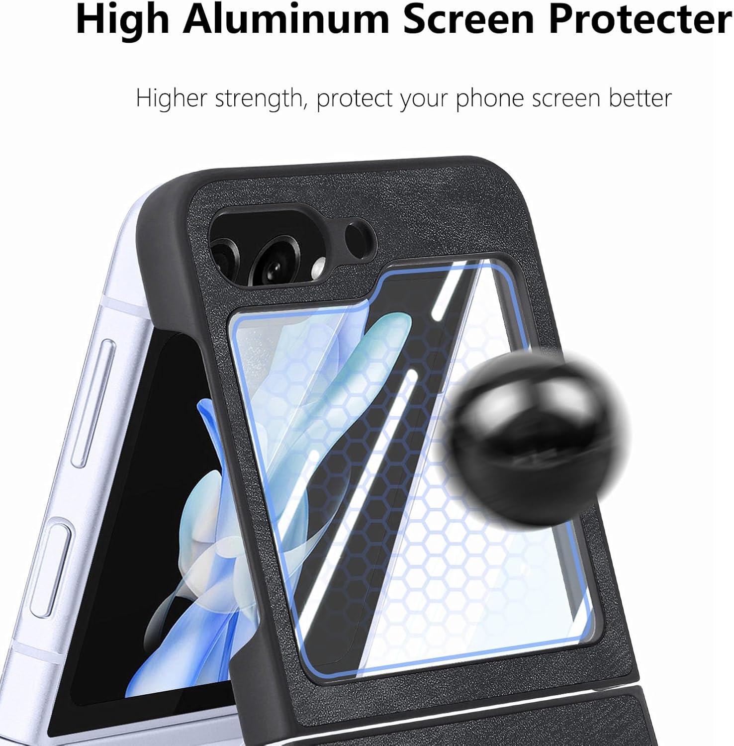 LINYUNE Funda para Samsung Galaxy Z Flip 5 con protector de pantalla integrado, cuero vegano retro, ultrafino, duradero, funda protectora para