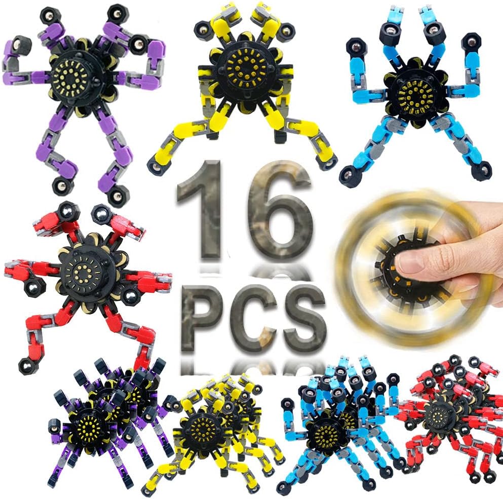 Paquete de 16 juguetes de giroscopio con punta de los dedos, juguetes sensoriales divertidos para la ansiedad, spinners de mano, giroscopio, para