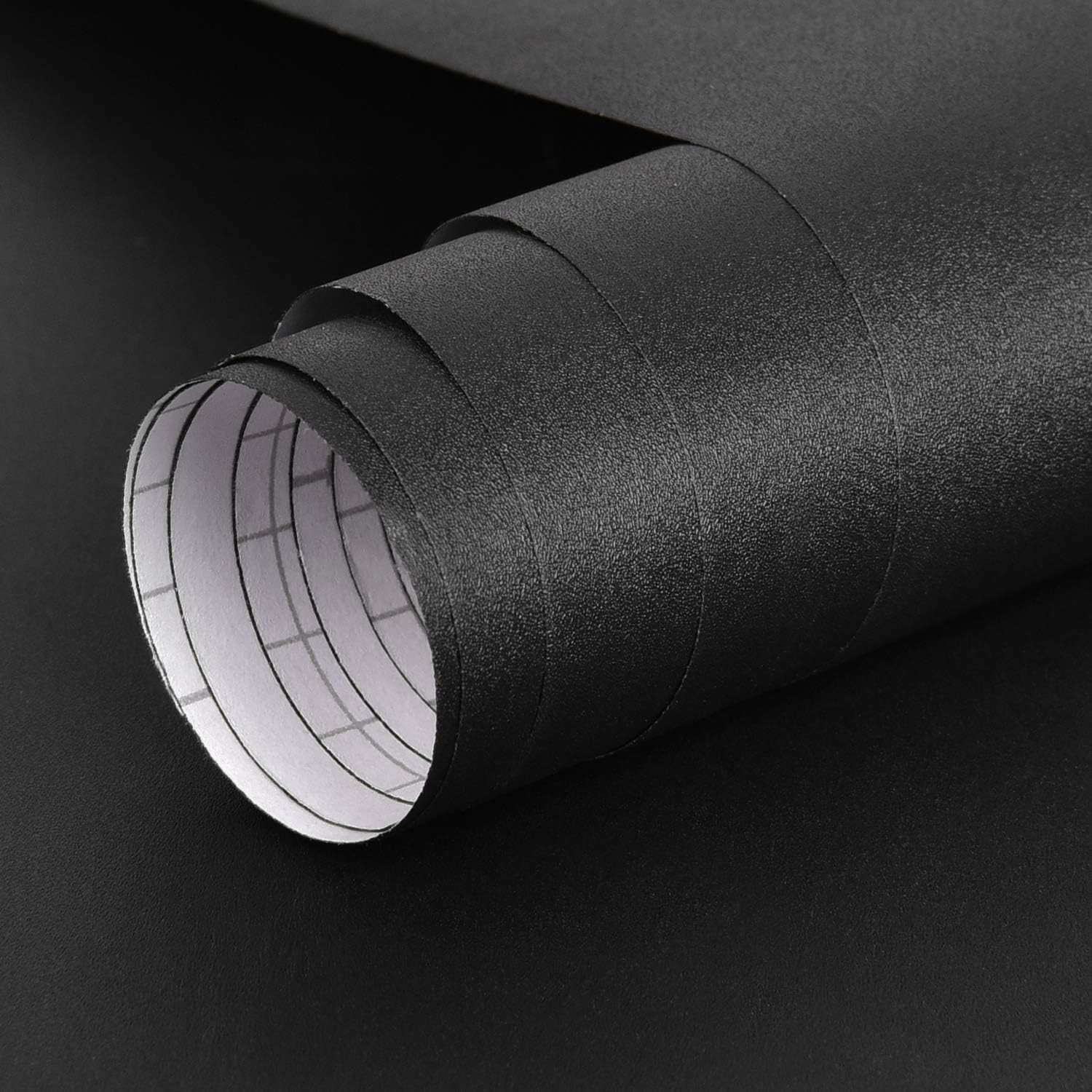Mecpar – Papel tapiz de vinilo texturizado de color negro liso mate, 15.7 x 78.7pulgadas, grueso, autoadhesivo, desmontable y resistente al agua,