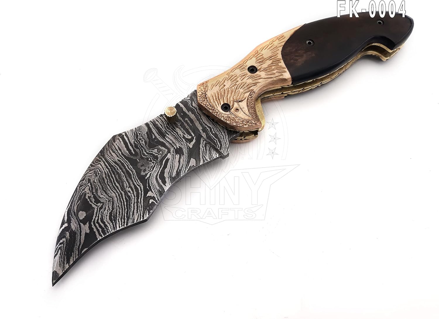 SHINY CRAFTS -Cuchillo de bolsillo de Damasco para hombres, cuchillo OTF, cuchillo de supervivencia, cuchillos plegables, transporte diario, borde