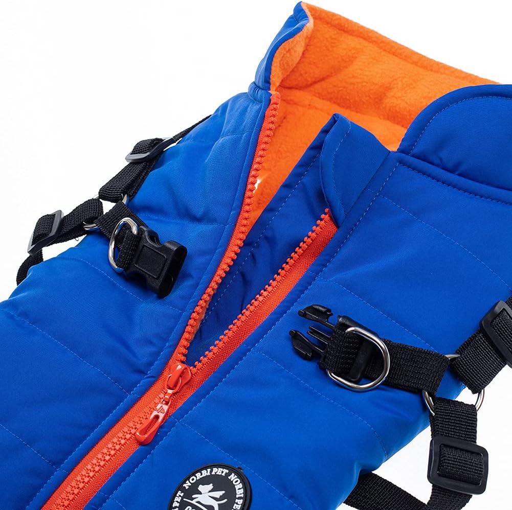 Norbi – Chaqueta cálida para mascotas, arnés de chaleco para perros pequeños, abrigo de invierno 2 en 1 para cachorros, abrigo para clima frío