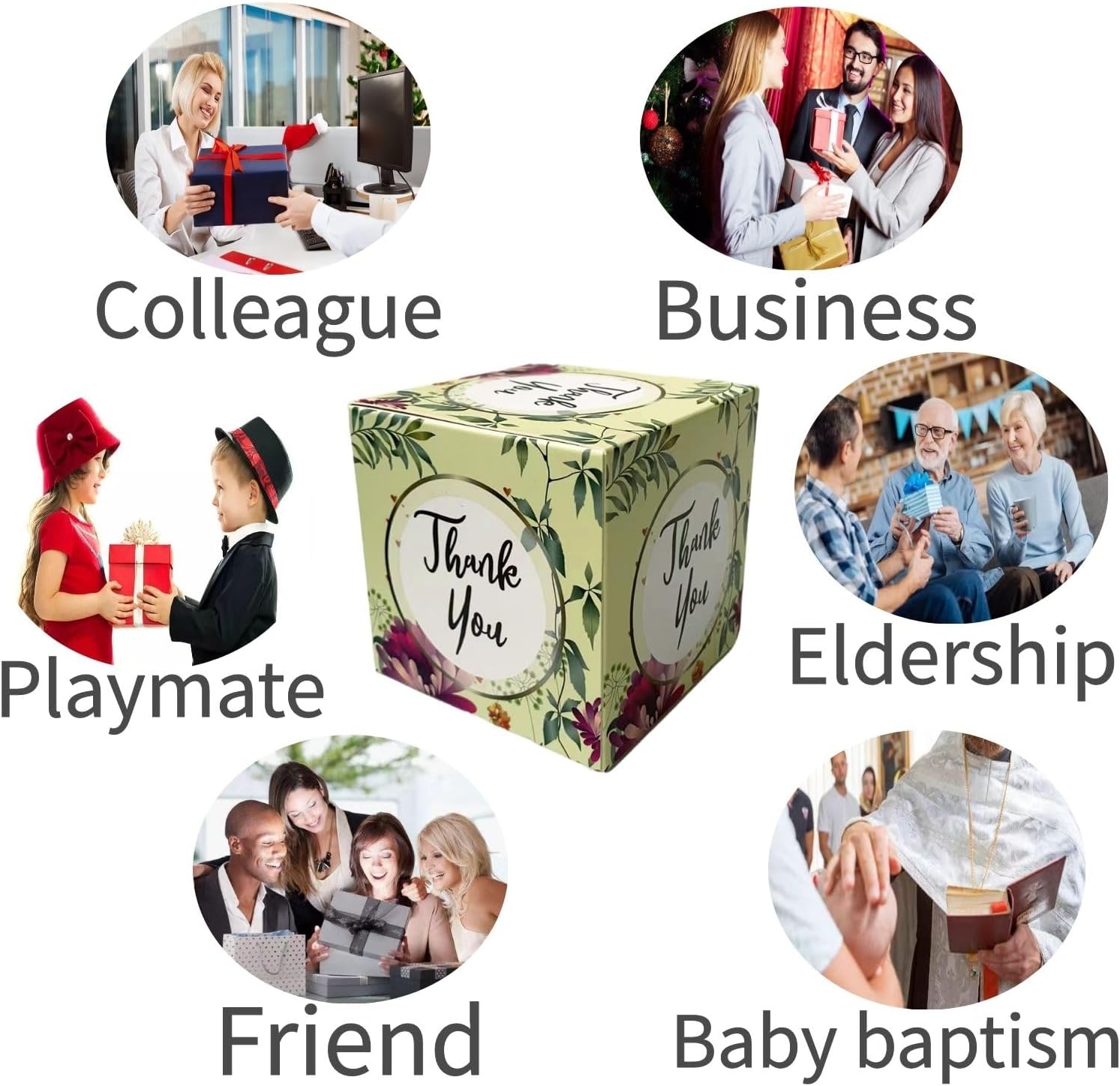 XCXGYCA Paquete de 20 cajas de cartón de agradecimiento de 3 x 3 x 3 pulgadas, cada caja de cartón cuadrada con diseño floral, perfecta para bodas,