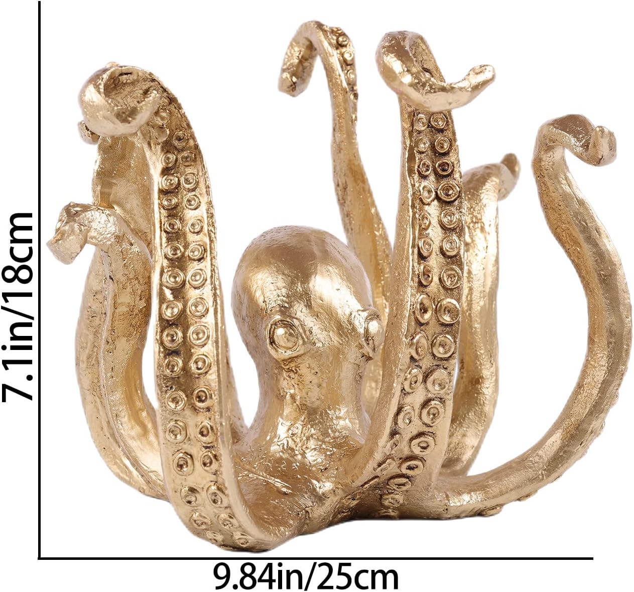 DOVDOV Portavasos de pulpo, soporte de taza de café de pulpo de resina, estatua de pulpo, decoración moderna dorada del hogar, accesorios de bar