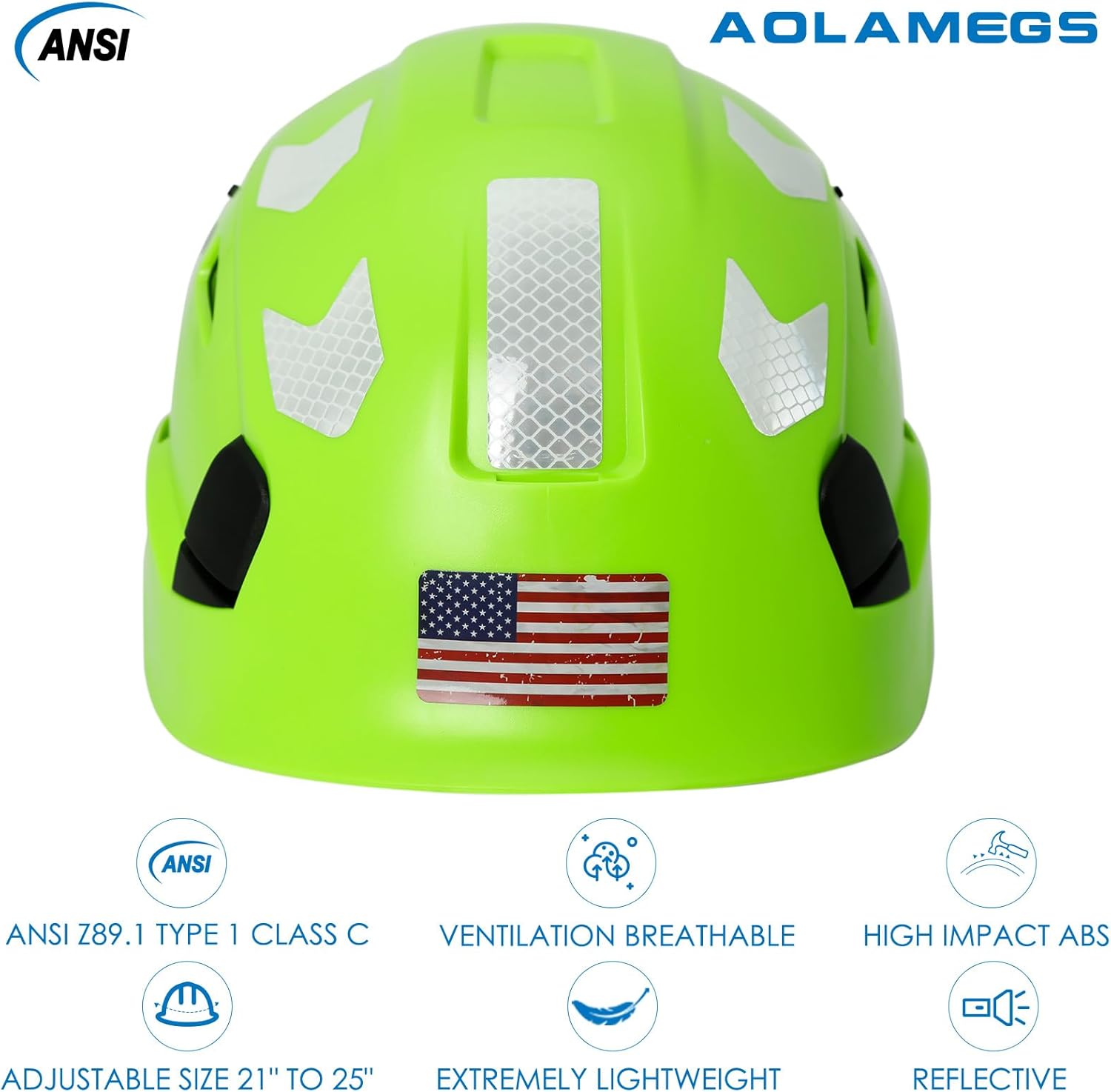AOLAMEGS Casco de seguridad de construcción  ANSI Z89.1 OSHA aprobado por la OSHA cascos de seguridad con correas para la barbilla, sombreros