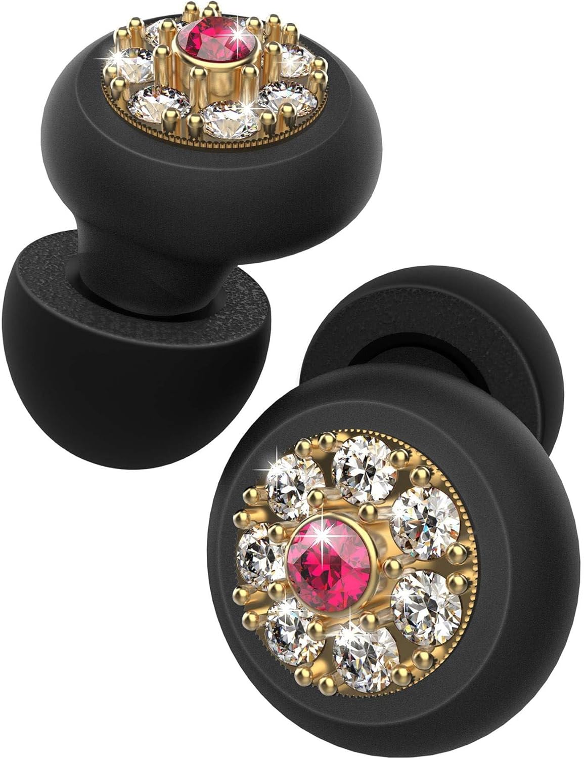 Tapones para los oídos para cancelación de ruido, espuma viscoelástica y puntas de silicona para los oídos, negrodorado