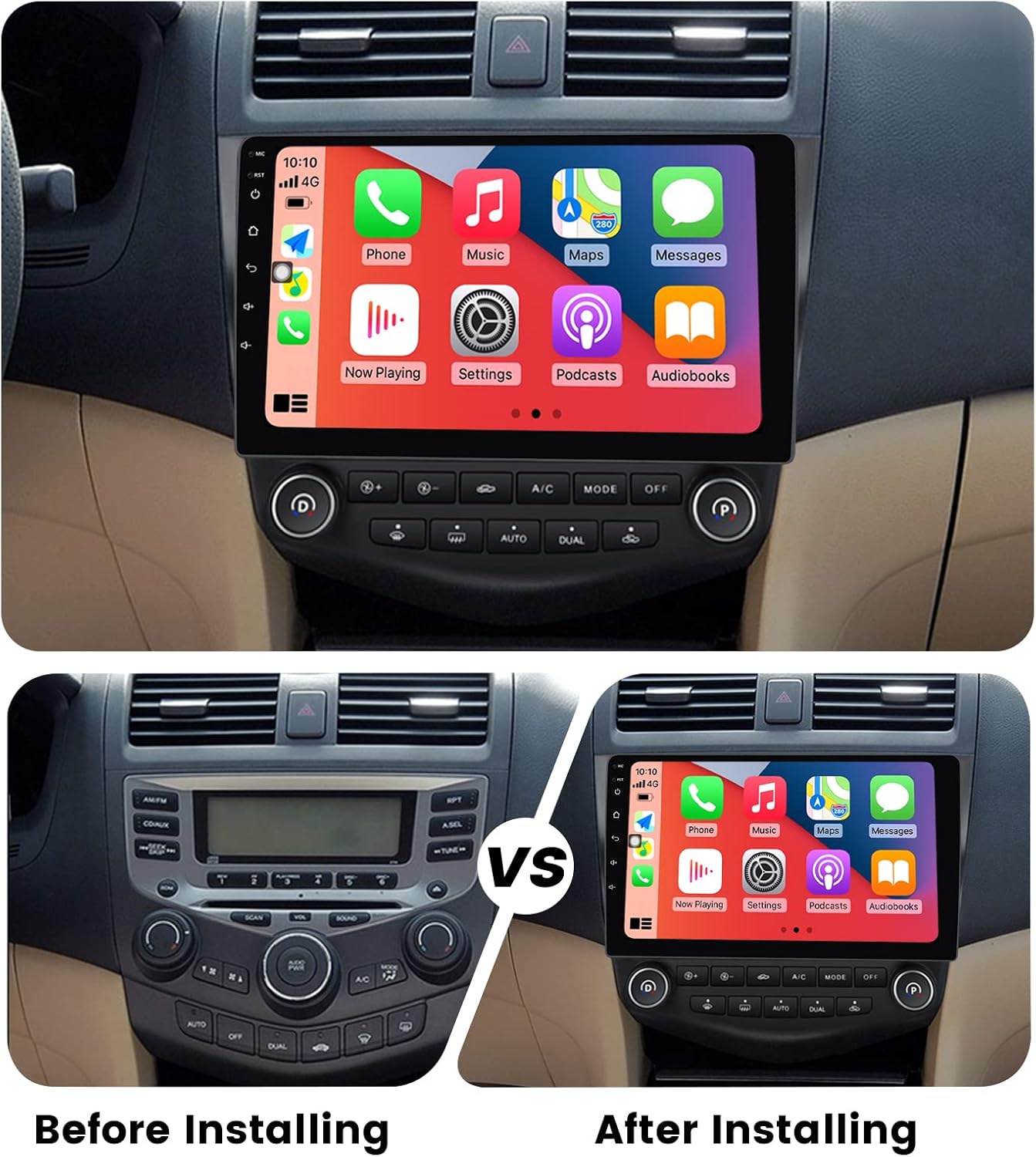 4+64 GB, Android 11 estéreo de coche para Honda Accord 7th 2003 2004 2005 2006 2007, 8-Core 10.1 pulgadas pantalla táctil actualización reproductor