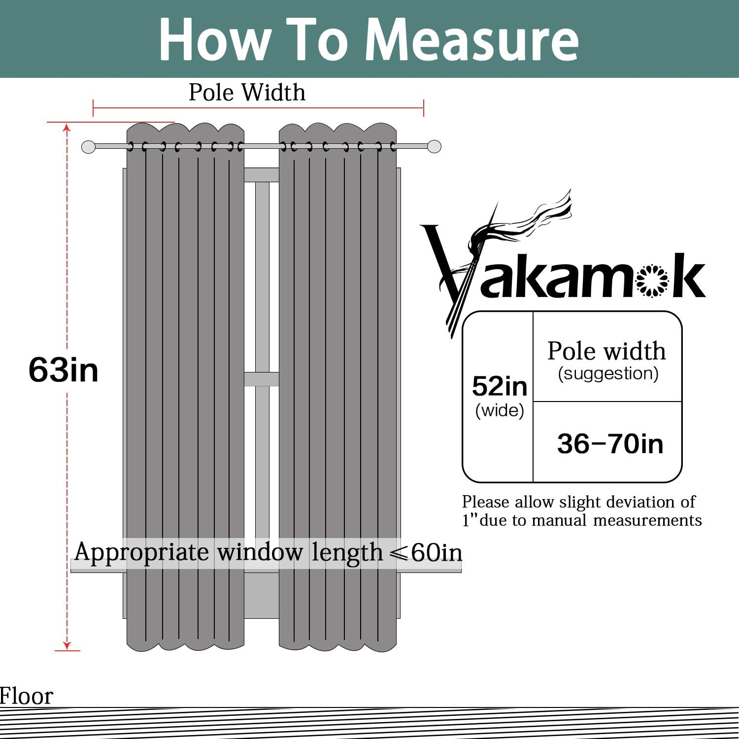 Yakamok – Cortinas con aislamiento térmico, con ojales, para oscurecer dormitorio o sala de estar, 2alzapaños, 2paneles incluidos, 52 x 63pulgadas,