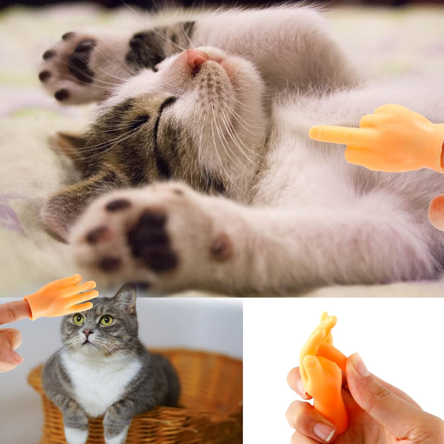 10 piezas de diminutas manos pequeñas marionetas de dedo, mini manos pequeñas de dedo medio, mini mano de goma realistas, juguetes divertidos para