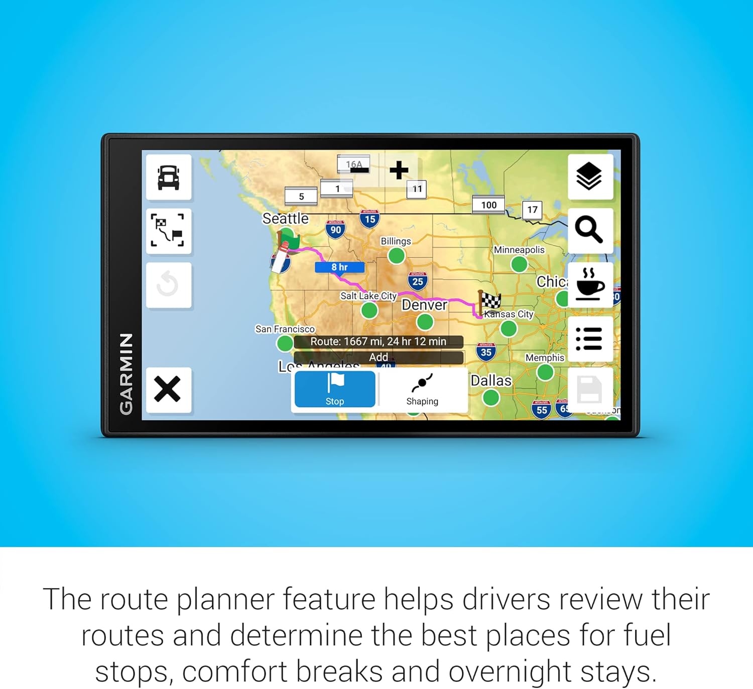 Garmin dzl OTR610, navegador GPS grande y fácil de leer para camiones de 6 pulgadas, enrutamiento personalizado para camiones, imágenes satelitales