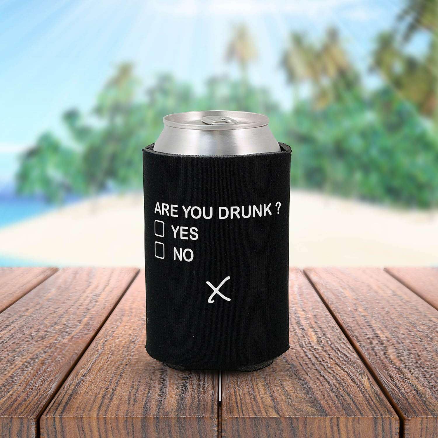 Estás borracho Sí No Funny Sarcastic Can Sleeve Cooler aislado Bebidas Coozies Soda Beer Hugger Coolies (negro, 2 unidades)