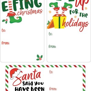 Divertidas etiquetas adhesivas de regalo de Navidad, 75 etiquetas, etiquetas de regalo de elfo navideño Divertidas etiquetas adhesivas de regalo de Navidad, 75 etiquetas, etiquetas de regalo de elfo navideño