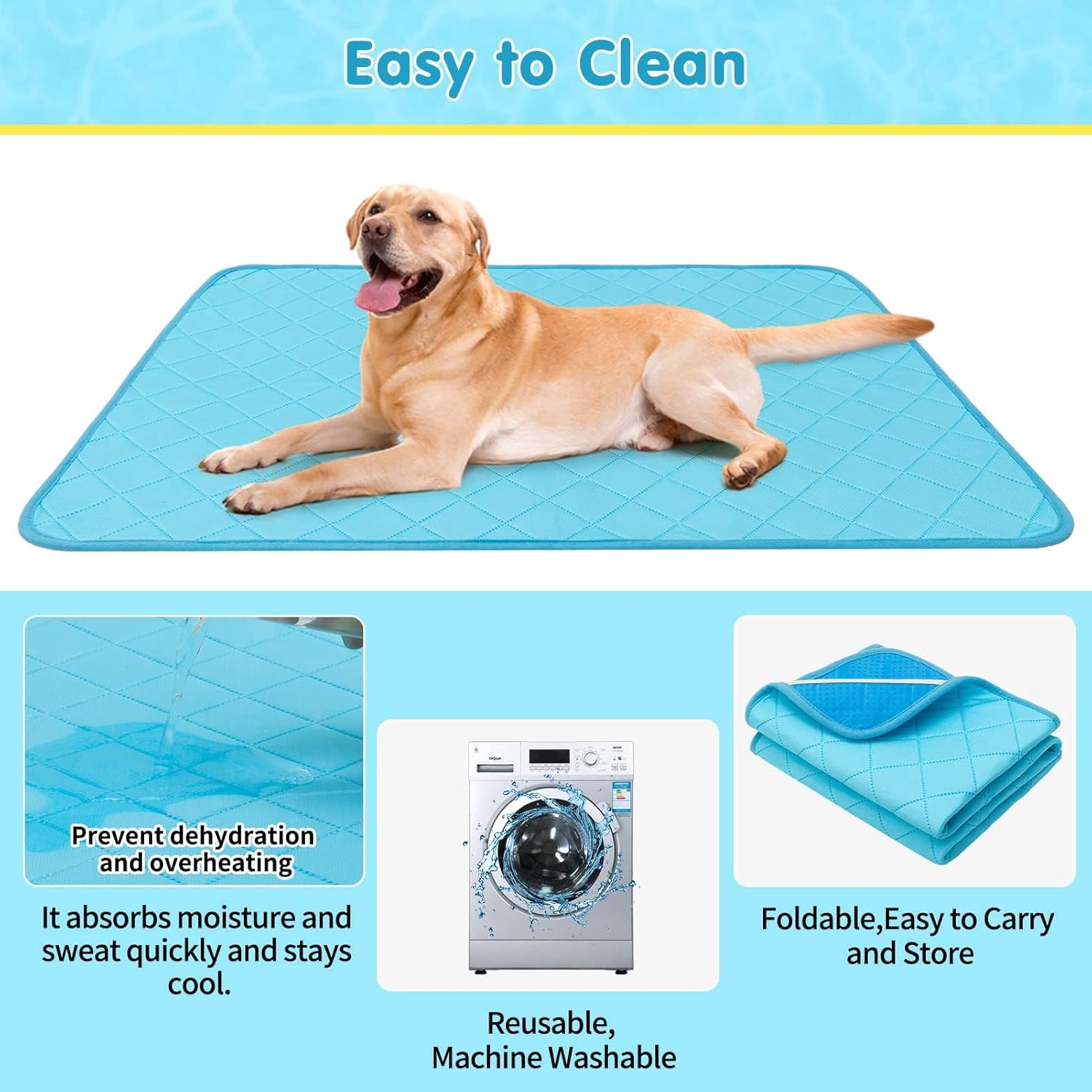 BINGPET Upgrade Self-Cooling Mat for Dogs Extra Large,35″ x 23″ Dog Cooling Mat Summer Pet with Non-Slip Bottom for Dog & Cat,Super Absorbent