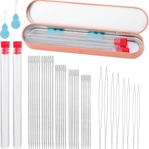 Juego de 38 agujas de cuentas de 4 tamaños, agujas de cuentas de ojo grande, 5 tamaños, agujas largas y rectas para cuentas, agujas de cuentas de Juego de 38 agujas de cuentas de 4 tamaños, agujas de cuentas de ojo grande, 5 tamaños, agujas largas y rectas para cuentas, agujas de cuentas de