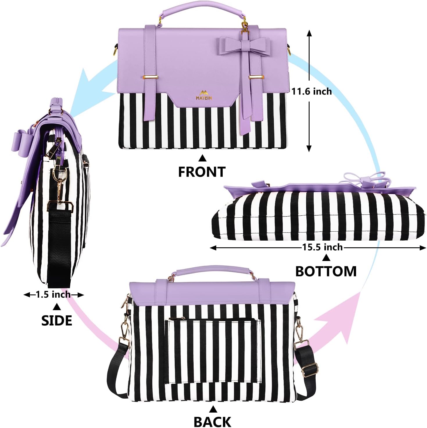MATEIN Bolsa de mano para laptop para mujer, 15.6 pulgadas, bonita funda para computadora con bolsillo RFID para enfermeras profesoras, bolso de