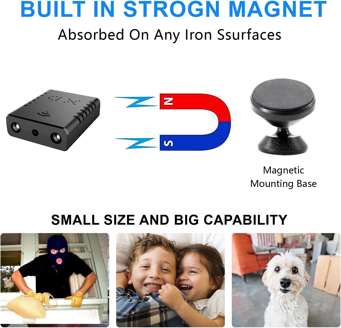 Cámara inalámbrica WiFi más pequeña, cámara espía HD1080P, cámara oculta, mini monitor de bebé HDVdeo, cámara de niñera con visión nocturna,