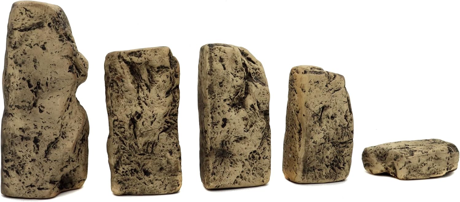 Piedra de pizarra de cerámica, rocas de 3 a 6 pulgadas para decoración de terrarios de reptiles, decoración de rocas de acuario, decoración ligera