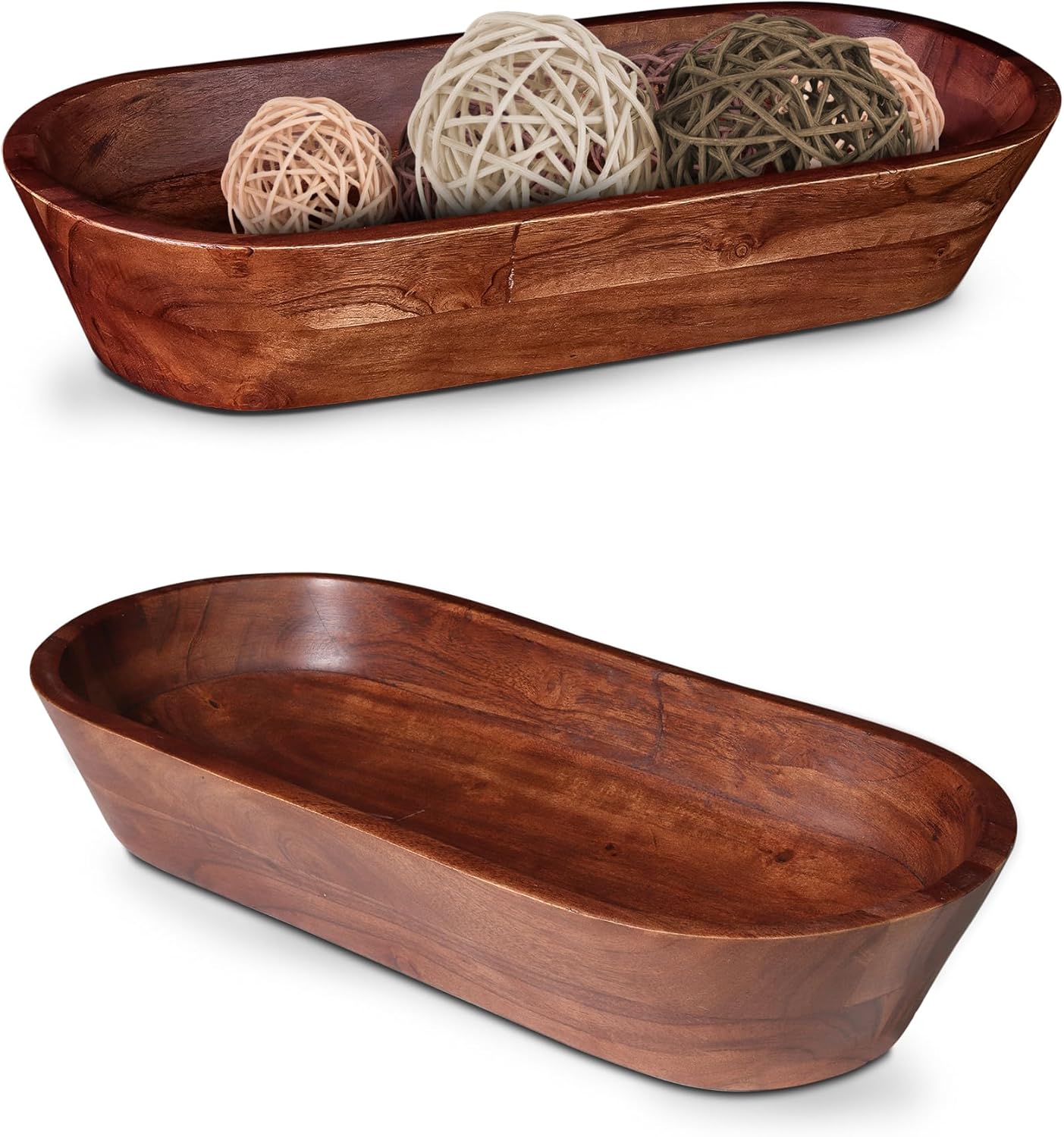 Cuenco de masa de madera  Cuenco de masa rústica de madera de acacia quemada oscura  Cuencos decorativos hechos a mano para decoración del hogar,