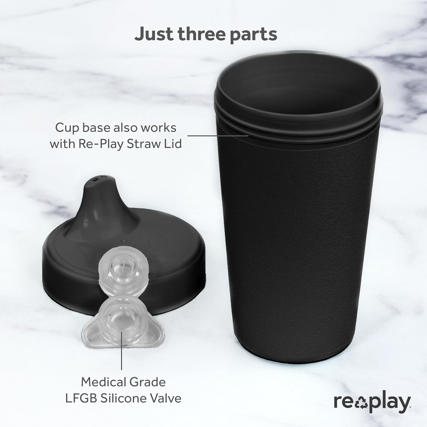 Re-Play Vasos para sorber para niños pequeños, 10 onzas, reutilizables a prueba de derrames, aptos para lavavajillas y microondas, paquete de 1,