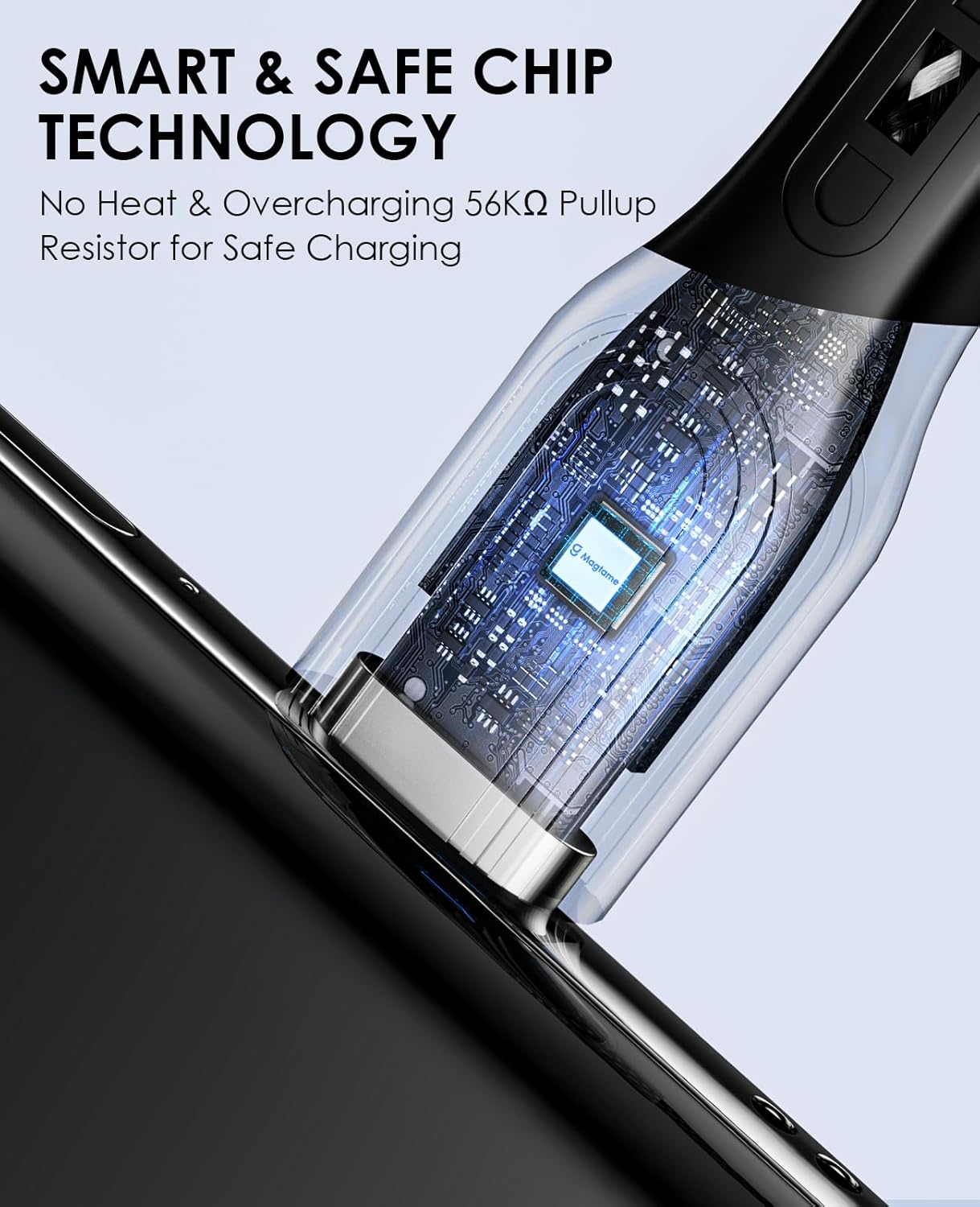 Magtame Cable de carga USB C, cable magnético PD tipo C de 60 W, carga rápida, cable USB C a USB C de 3.3 pies compatible con Samsung S23 S22 S21