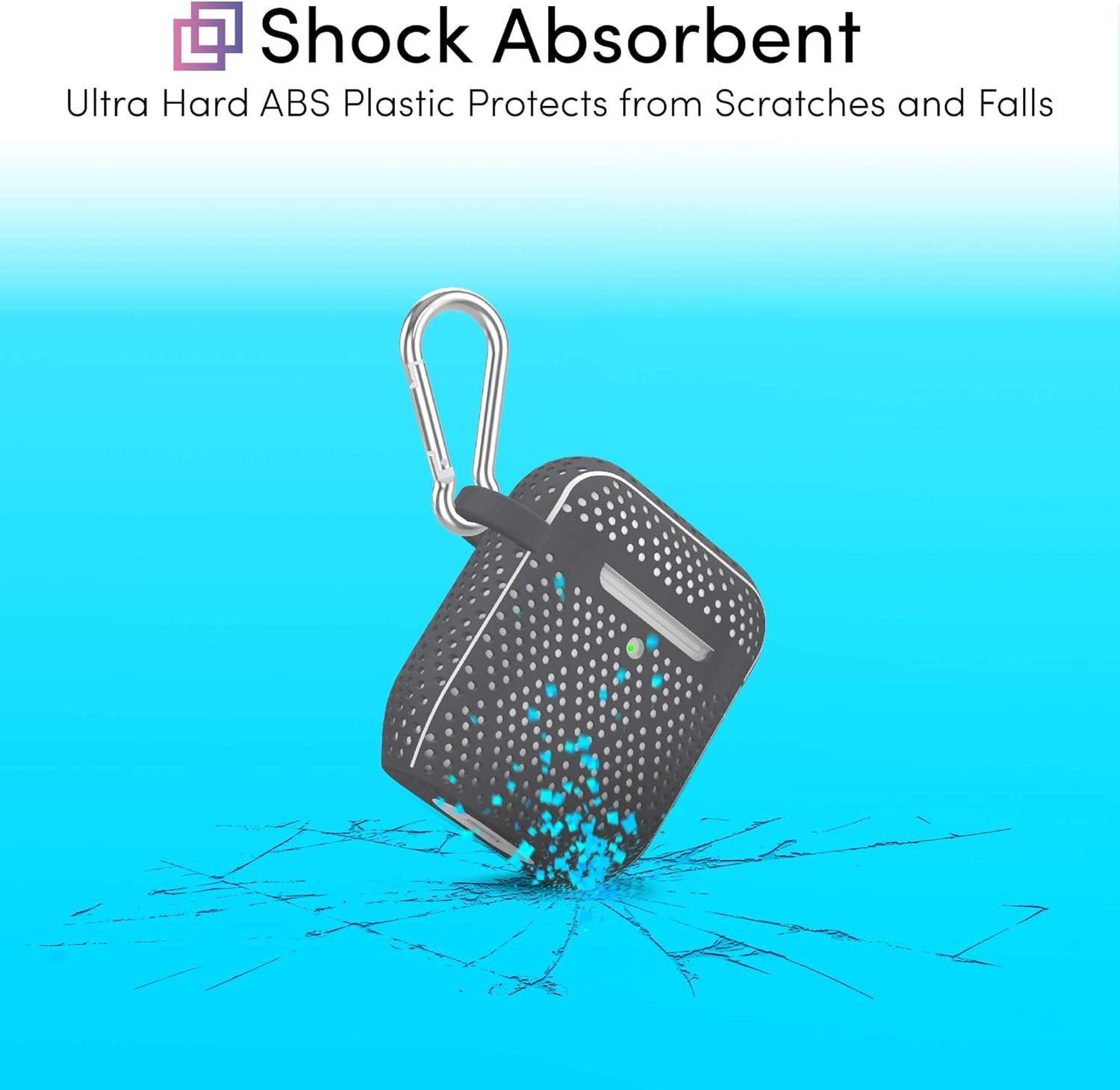TalkWorks Funda para AirPods con llavero  Funda protectora de silicona dura para AirPods, con clip, mosquetón, carga inalámbrica, compatible con