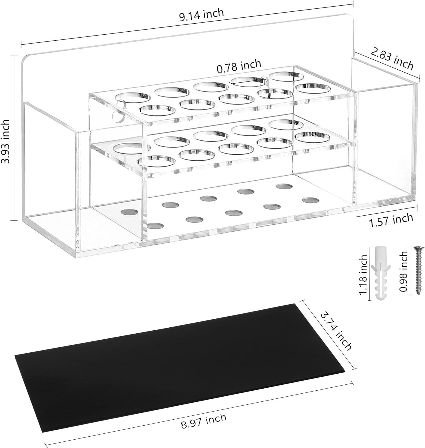 HBlife Soporte magnético acrílico para marcadores de borrado en seco, soporte de pared, 10 ranuras para pizarra blanca para oficina, escuela y