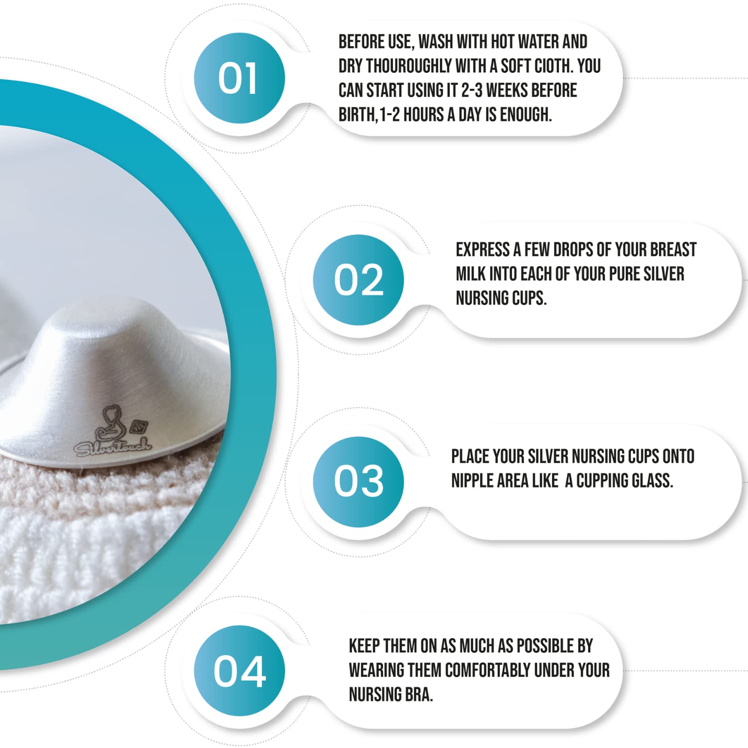 The Original Silver Nursing Cups  Protectores de pezones para lactancia recién nacido  Cubiertas para pezones  Productos esenciales para recién
